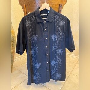 Vintage Batik Bay Hawaiian Short Sleeve Shirt Black & Gray Men’s Size Large